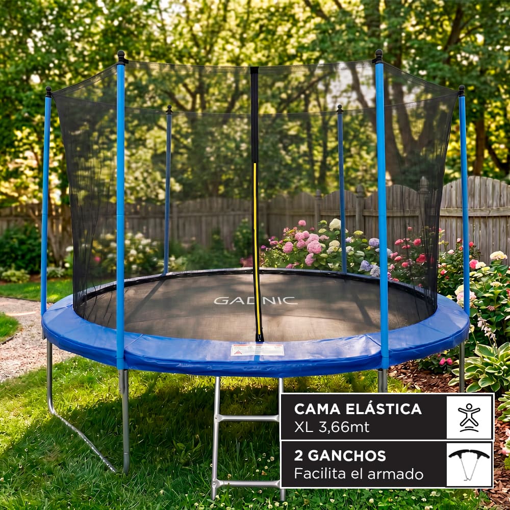 Cama Elástica Gadnic 365cm 12 ft Trampolin Con Red de Seguridad Y Escalera Estructura Acero