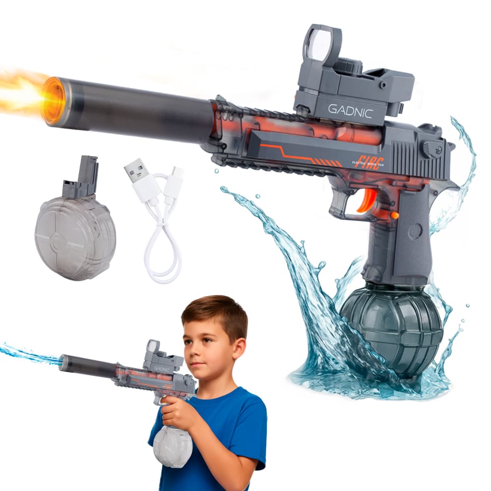 Pistola de Agua Automática Gadnic Luz Led Recargable 10 Metros Usado