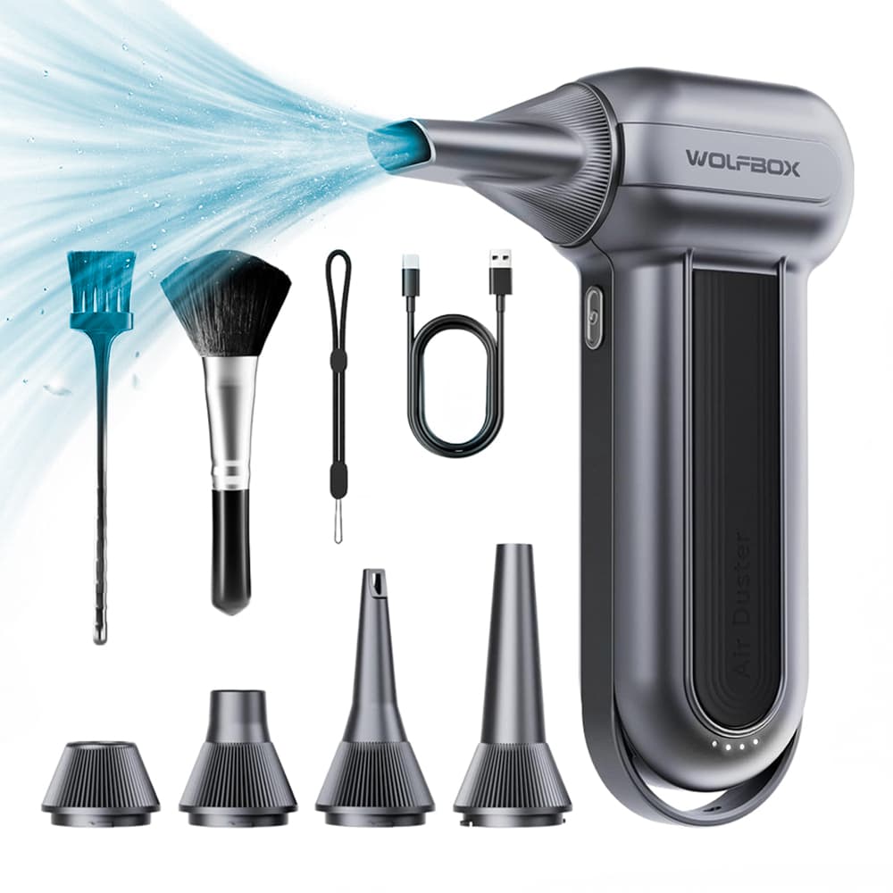 Soplador De Aire WolfBox MF100 150000RPM Recargable Inalambrico 3 Velocidades Boquillas Intercambiables